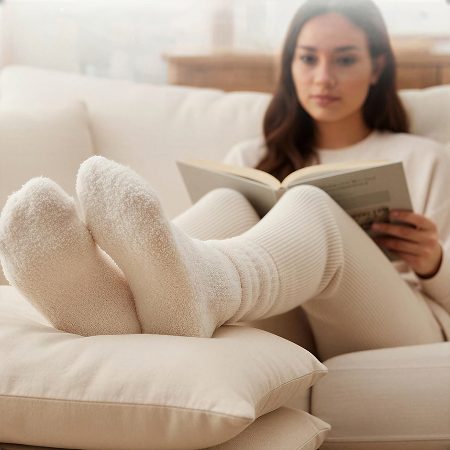 Cozy Touch Socks woman lying on couch